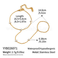 304 Stainless Steel Pave Clear Cubic Zirconia Hand Chain Ring Bracelets for Women&nbsp;LU5720