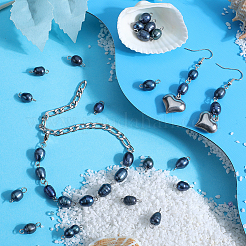 Natural Cultured Freshwater Pearl Potato Connector Charms&nbsp;PALLOY-SC00019