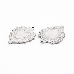 変色しない201ステンレススチールペンダント  ハート  ステンレス鋼色  30x23x1.5mm  穴：1.6mm&nbsp;STAS-S119-152P
