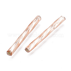 不透明ガラスのツイストラッパビーズ  丸い穴  ローズゴールドメッキ  25~26x2.5mm  穴：1mm  約1500個/袋&nbsp;SEED-T005-15-B02