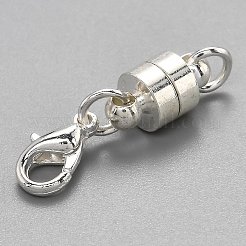 真鍮製マグネットクラスプコンバーター  カニカン付き  コラム  銀  25x6mm&nbsp;LS-KK-O134-08S