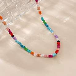 Summer Colorful Round Glass Seed Beaded Necklaces for Women and Girls&nbsp;ZR3315