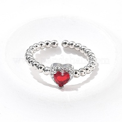 Heart Brass Micro Pave Cubic Zirconia Cuff Bangles & Rings Sets for Women&nbsp;SJEW-R002-05P-05
