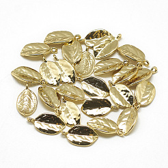 真鍮製チャーム  カドミウムフリー＆ニッケルフリー＆鉛フリー  葉  18KGP本金メッキ  15x8x2mm  穴：1mm&nbsp;KK-T032-103G