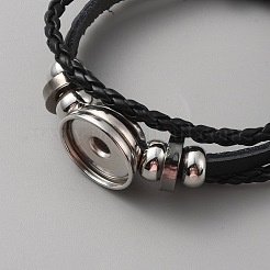 PU Leather Braided Triple Layer Multi-layer Bracelet Findings&nbsp;DIY-WH0430-110F