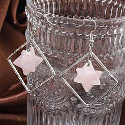 Rhombus Brass Dangle Earrings&nbsp;EJEW-D360-01P-02