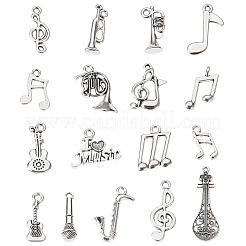 68pcs17スタイルチベットスタイルアロイペンダント  音符と楽器のチャーム  アンティークシルバー  15~27x6.5~15mm  4個/スタイル&nbsp;FIND-TA0006-19