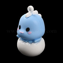 漫画のPVCプラスチックペンダント  赤ちゃん恐竜のチャーム  コーンフラワーブルー  47x26x29.5mm  穴：3.5mm&nbsp;KY-D018-03C