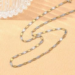 Two Tone 2MM 304 Stainless Steel Oval Link Chain Necklaces&nbsp;NJEW-D328-02GP