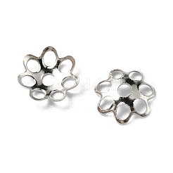 アイアン製ビーズキャップ  カドミウムフリー＆鉛フリー  花  マルチ花弁  プラチナ  6x1mm  穴：1mm&nbsp;IFIN-YW0001-70P
