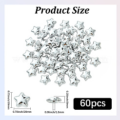電気メッキ不透明アクリルビーズ60個  スター  銀メッキ  19x20x9mm  穴：1.6mm&nbsp;PACR-PA0001-04A