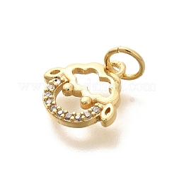Rack Plating Brass Micro Pave Cubic Zirconia Pendants&nbsp;KK-H508-28G-06