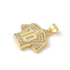 Brass Micro Pave Cubic Zirconia Pendants&nbsp;KK-P294-14G