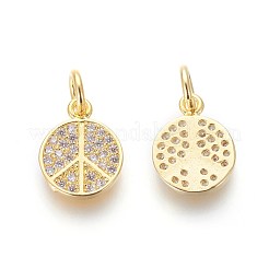 Brass Micro Pave Cubic Zirconia Charms&nbsp;ZIRC-J021-02G-RS