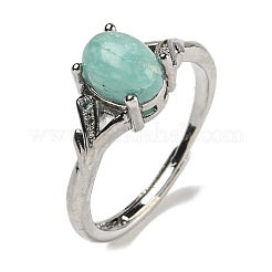 Oval Natural Gemstone Adjustable Rings&nbsp;RJEW-Q818-01P