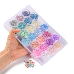 288G 24 Colors 6/0 Imitation Jade Round Glass Seed Beads&nbsp;SEED-YW0002-07