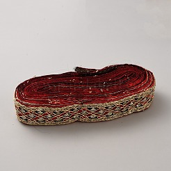 パイエット刺繍リボン  レースのトリム  洋服アクセサリー  ファイヤーブリック  1-5/8インチ（42mm）&nbsp;OCOR-WH0078-532D