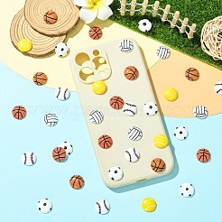 60個、6種類のスタイルのスポーツ不透明樹脂カボション  混合図形  ミックスカラー  15.5~16x4~5.5mm  10個/スタイル&nbsp;RESI-CJ0004-95