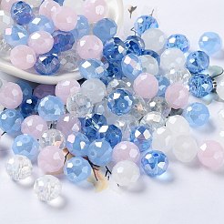 ガラスビーズ  多面カット  ロンデル  藤紫色  10x8mm  穴：1mm  約560個/500g&nbsp;EGLA-A034-LM10mm-18