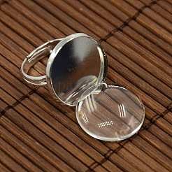 18mm Clear Domed Glass Cabochon Cover and Brass Pad Ring Bases for DIY Portrait Ring Making&nbsp;DIY-X0130-S