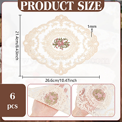 ポリエステル刺繍プレースマット  花柄とオーバル  モカシン  214x266x1mm&nbsp;AJEW-WH0314-710A
