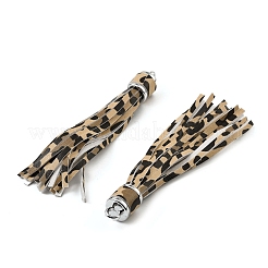 PUレザーのタッセルペンダントの飾り  ccbプラスチックコードエンド付き  プラチナ  カラフル  110x14mm  穴：4.5mm&nbsp;FIND-K027-01P-02