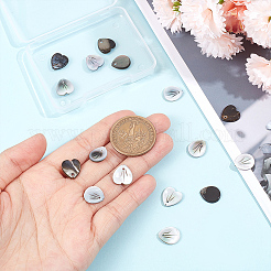 16Pcs 2 Styles Natural Black Lip Shell Charms&nbsp;SSHEL-GA0001-09