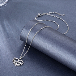 Mother's Day 304 Stainless Steel Flower Mama Heart Cutout Pendant Necklaces for Women&nbsp;WG35A3B-01