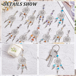 24Pcs 12 Colors Woven Net/Web with Wing Tibetan Style Alloy Pendant Decorations&nbsp;HJEW-AB00238