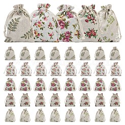 黄麻布製梱包袋ポーチ  巾着袋  ミックスカラー  14~14.4x10~10.2x0.5cm  10個/セット&nbsp;ABAG-YW0001-07A