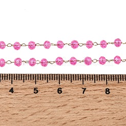 304 Stainless Steel with Glass Faceted Rondelle Bead Handmade Link Chain Birth Stone Necklaces for Women&nbsp;NJEW-G195-01G-05