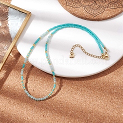 Bohemian Style Natural Amazonite Beaded Necklaces&nbsp;NJEW-JN04658-02
