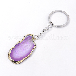 Plated Natural Agate Keychain&nbsp;KEYC-S252-09