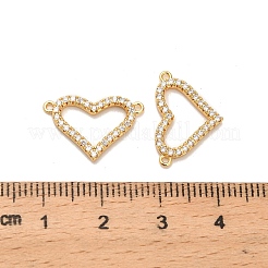 Brass Micro Pave Clear Cubic Zirconia Heart Frame Connector Charms&nbsp;KK-H515-11B-G