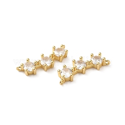 Rack Plating Brass Pave Clear Cubic Zirconia Connector Charms&nbsp;KK-O142-31G
