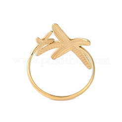 イオンプレーティング(IP) 304 ステンレススチール ヒトデ オープン カフ リング 女性用  18KGP本金メッキ  内径：17.6mm&nbsp;RJEW-S418-03G