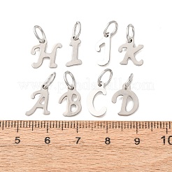 304ステンレススチールチャーム  文字a~zのチャーム  ステンレス鋼色  10~12.5x6~11x1mm  穴：5x3mm  約26個/セット&nbsp;SA-CBAAA8B-02G
