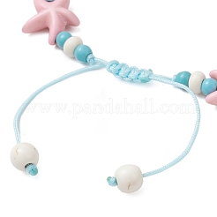 Starfish & Turtle Synthetic Turquoise Beads Braided Bead Bracelets for Women&nbsp;BJEW-JB12130-01