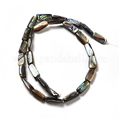 天然パウアシェルビーズ連売り  長方形  13~15.5x6~7x3.5~6mm  穴：0.8mm  約27個/連  15.94~16.34インチ（40.5~41.5cm）&nbsp;SHEL-G014-09