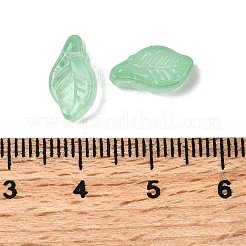 ガラスビーズ  葉  ミディアムアクアマリン  12x6.5x5mm  穴：0.8mm&nbsp;GLAA-D303-08I