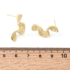Brass Micro Pave Clear Cubic Zirconia Stud Earrings Findings&nbsp;KK-B179-12G