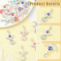 14個7スタイルのアクリル＆合金ペンダントデコレーション  合金製カニカン付き  銀  ミックスカラー  39mm  2個/スタイル&nbsp;HJEW-FS00075