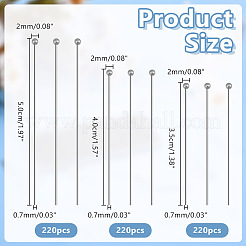 660Pcs 3Styles 304 Stainless Steel Ball Head Pins&nbsp;STAS-ME0003-69