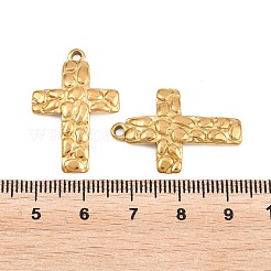 イースター 304 ステンレス ペンダント  質感のある十字架のチャーム  イオンプレーティング（ip）  18KGP本金メッキ  27.5x18.5x3.5mm  穴：1.8mm&nbsp;STAS-L317-09G