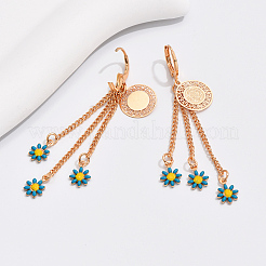 Fashionable Classic Brass Flower Tassel Hoop Earrings&nbsp;TS2520