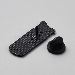 猫の黒いエナメルピン  バックパック服用塗装合金バッジ  ブラック  32.5x11.5mm&nbsp;JEWB-CJC0013-04