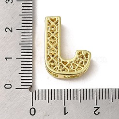 真鍮ビーズ  カドミウムフリー＆鉛フリー  クリアキュービックジルコニア  文字J  20x14.5x5.5mm  穴：4.5x2.5mm&nbsp;KK-D098-04J-G