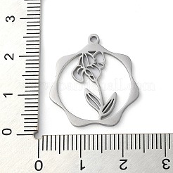 変色しない304ステンレススチールペンダント  花  ステンレス鋼色  23.5x21.5x1mm  穴：1.5mm&nbsp;STAS-P338-01D-P