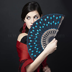 30Pcs 10 Colors Plastic & Polyester Fans Display Decorations&nbsp;AJEW-WA0001-01