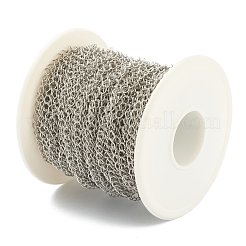 変色しにくい304ステンレススチールカーブチェーン  ハンダ付け  スプールで  ステンレス鋼色  4x3x0.5mm  82フィート（25m）/ロール&nbsp;STAS-B020-05P